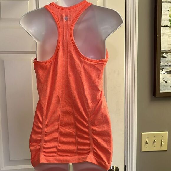 Athleta Heather Bright Orange Razorback Tank Top Vertical Rouging Stripes-Med - Picture 8 of 12